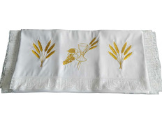 Adicionar ao carrinho Toalha para mesa de altar | Bordado com cálice, uvas e espigas Toalha para mesa de altar | Bordado com cálice, uvas e espigas