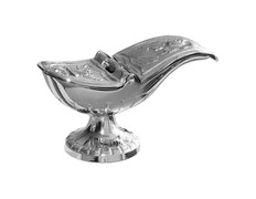 Adicionar ao carrinho Naveta de bronze com motivos religiosos gravados plateado Naveta de bronze com motivos religiosos gravados plateado