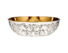 Patena de prata gravada com interior dourado