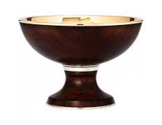 Patena de prata e madeira com base