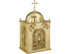 Sagrario de bronze decorado com cáliz e IHS