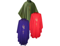 Adicionar ao carrinho Casula bordada com Cruz, cáliz e espiga vermelho Casula bordada com Cruz, cáliz e espiga vermelho