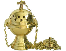Incensário pequeno de metal dourado
