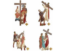 Via Crucis com estações de poliéster policromado