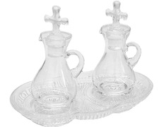 Vinagens de vidro com rolha com Cruz