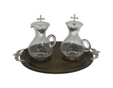 Galhetas de prata e cristal