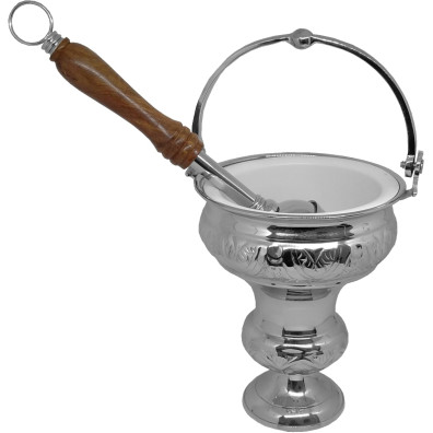 Acetre plateado com hisopo | 21 cm.