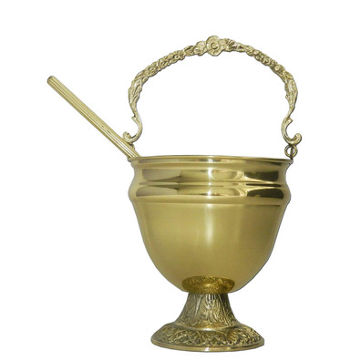 Acetre liso dourado com base cincelada | 14,5 cm de altura