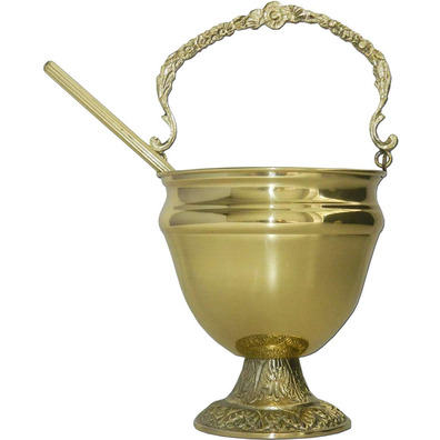 Acetre dourado com base cincelada - 17,5 cm de altura