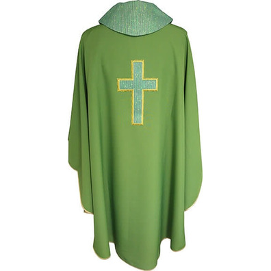 Casulla quatro cores | Bordado Cruz Latina verde