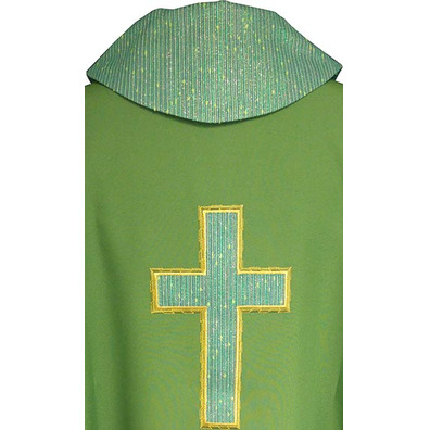 Casulla quatro cores | Bordado Cruz Latina verde