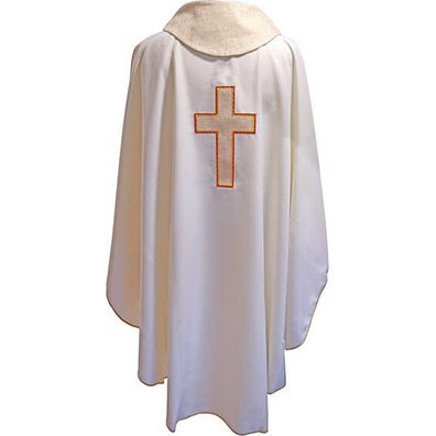 Casulla quatro cores | Bordado Cruz latina beige