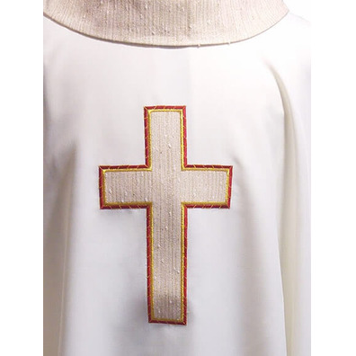 Casulla quatro cores | Bordado Cruz latina beige