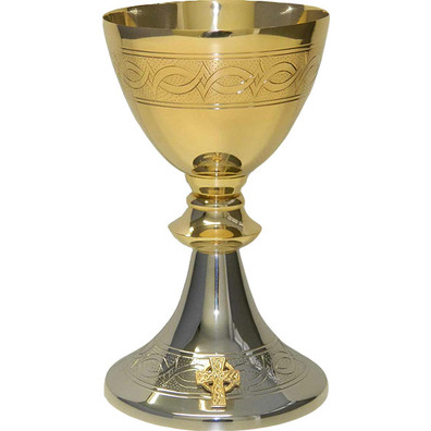 Cáliz com banho prateado e banho dourado