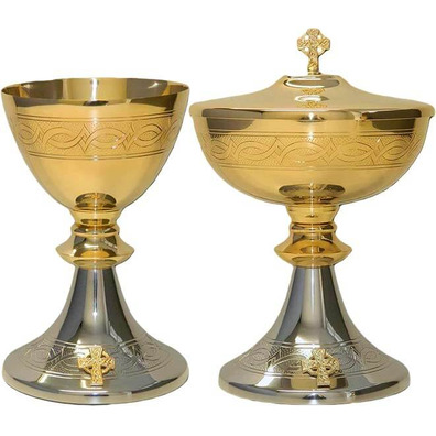 Cáliz com banho prateado e banho dourado
