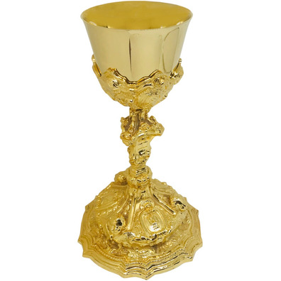 Cáliz rococó de bronze banho de ouro