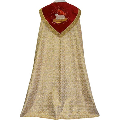 Capa pluvial de tecido brocada e veludo beige