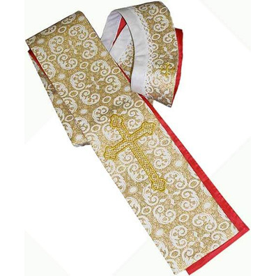 Capa pluvial de tecido brocada e veludo beige