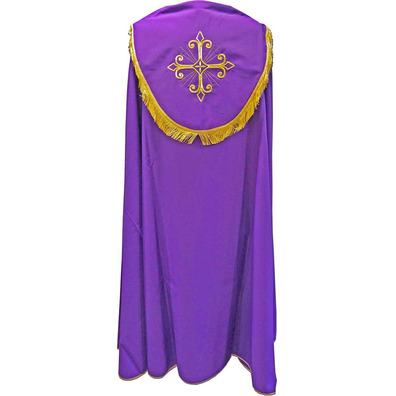 Capa pluvial de poliéster com fleco dourado roxo