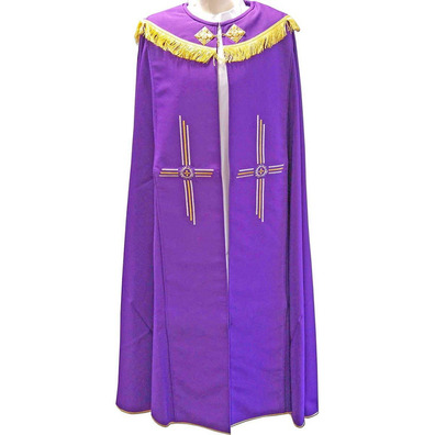 Capa pluvial de poliéster com fleco dourado roxo