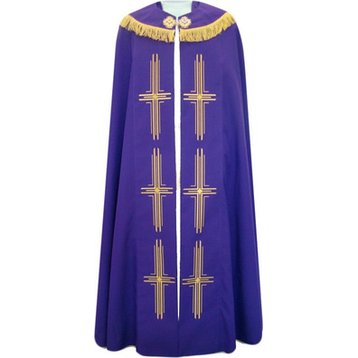 Capa pluvial de poliéster nas quatro cores litúrgicos morado