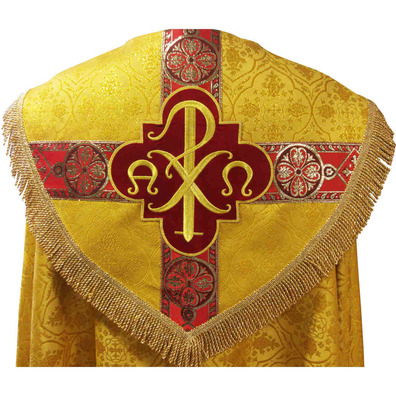 Capa pluvial cor damasco dourado