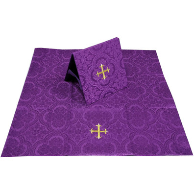 Carpeta de corpo e véu de cáliz damasco morado