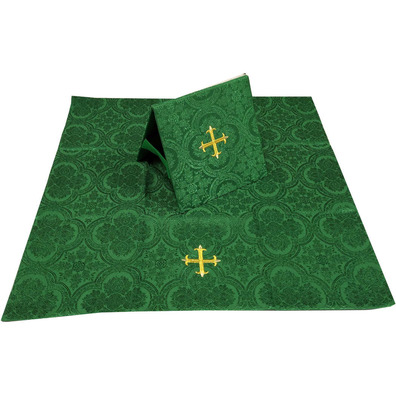 Carpeta de corpo e véu de cáliz damasco verde