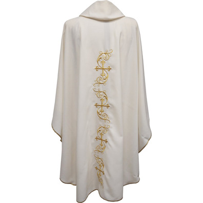 Casulla bordada com Cruces douradas beige