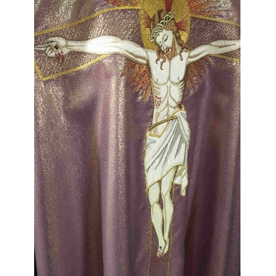 Casulla bordado Cristo na Cruz Morado