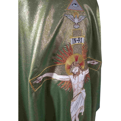 Casulla bordado Cristo na Cruz Verde