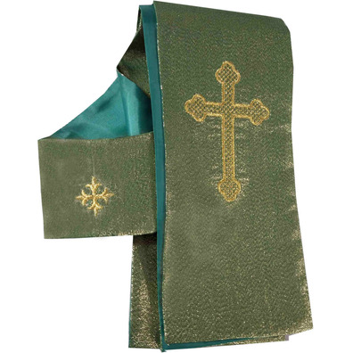 Casulla bordado Cristo na Cruz Verde