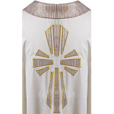 Casulla de lana com Cruz de seda beige