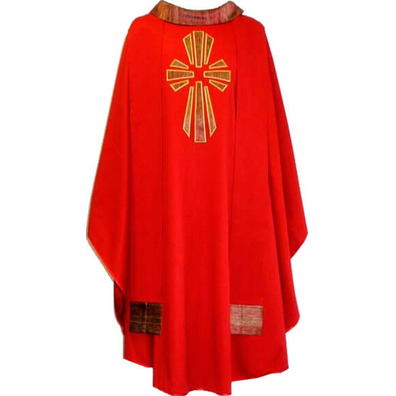 Casulla de lana com Cruz de seda vermelha