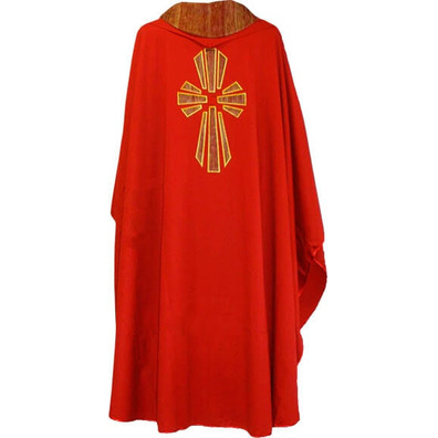 Casulla de lana com Cruz de seda vermelha
