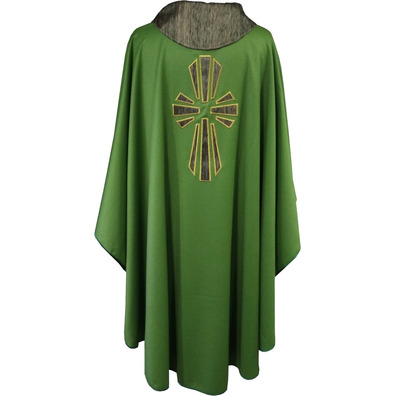 Casulla de lana com Cruz de seda verde