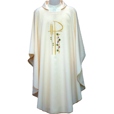 Casulla de poliéster disponível em quatro cores beige