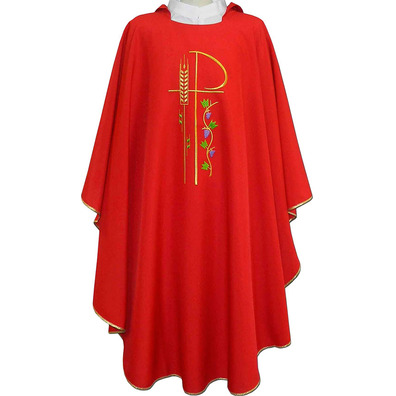 Casulla de poliéster disponível em quatro cores vermelho