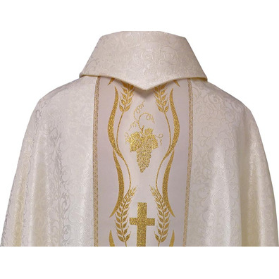 Casulla damasco com galão central dorado beige