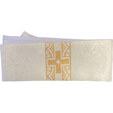 Casulla damasco com galão central dorado beige