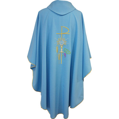 Casulla com ribetes azul