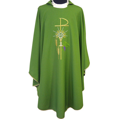 Casulla com ribetes verde