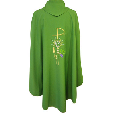 Casulla com ribetes verde