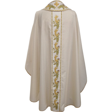 Casulla sacerdotal de lana, viscose e poliéster beige
