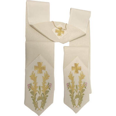 Casulla sacerdotal de lana, viscose e poliéster beige
