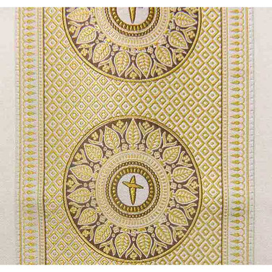 Casulla de poliéster com galão central dourado beige