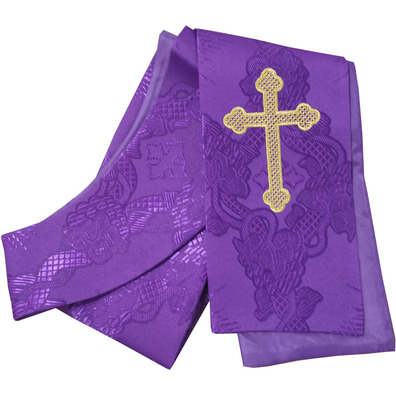 Casulla bordada no pescoço e estolon central morado