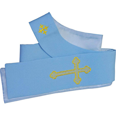 Casulla mariana com emblema e coroa bordadas