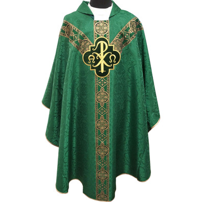 Casullas para sacerdotes | Damasco e veludo verde