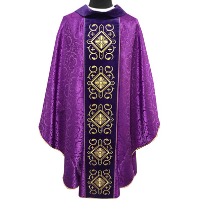 Casulla com pescoço e estónio de veludo morado